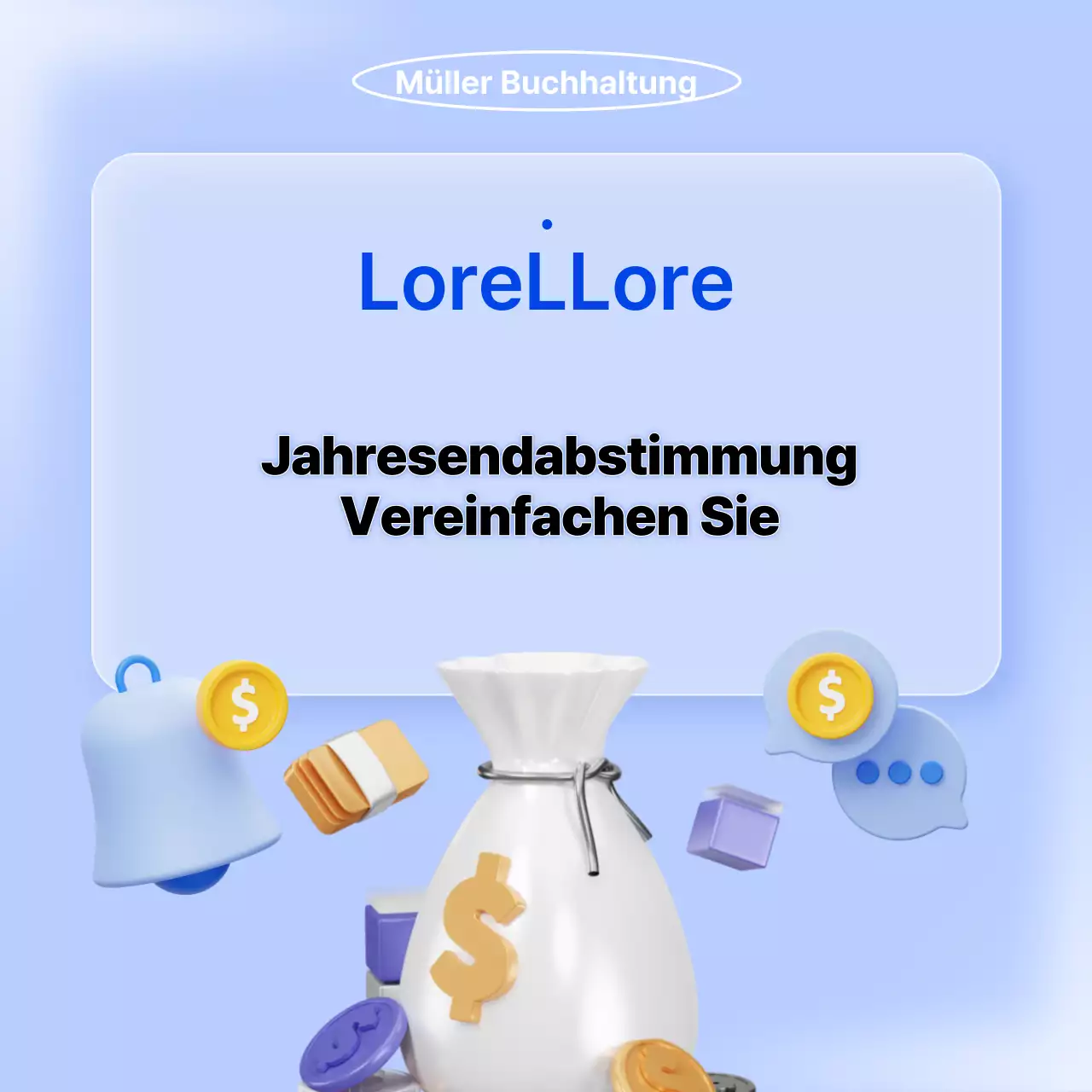 Förderung des Aufräumens zum Jahresende in Blau und Hellblau.