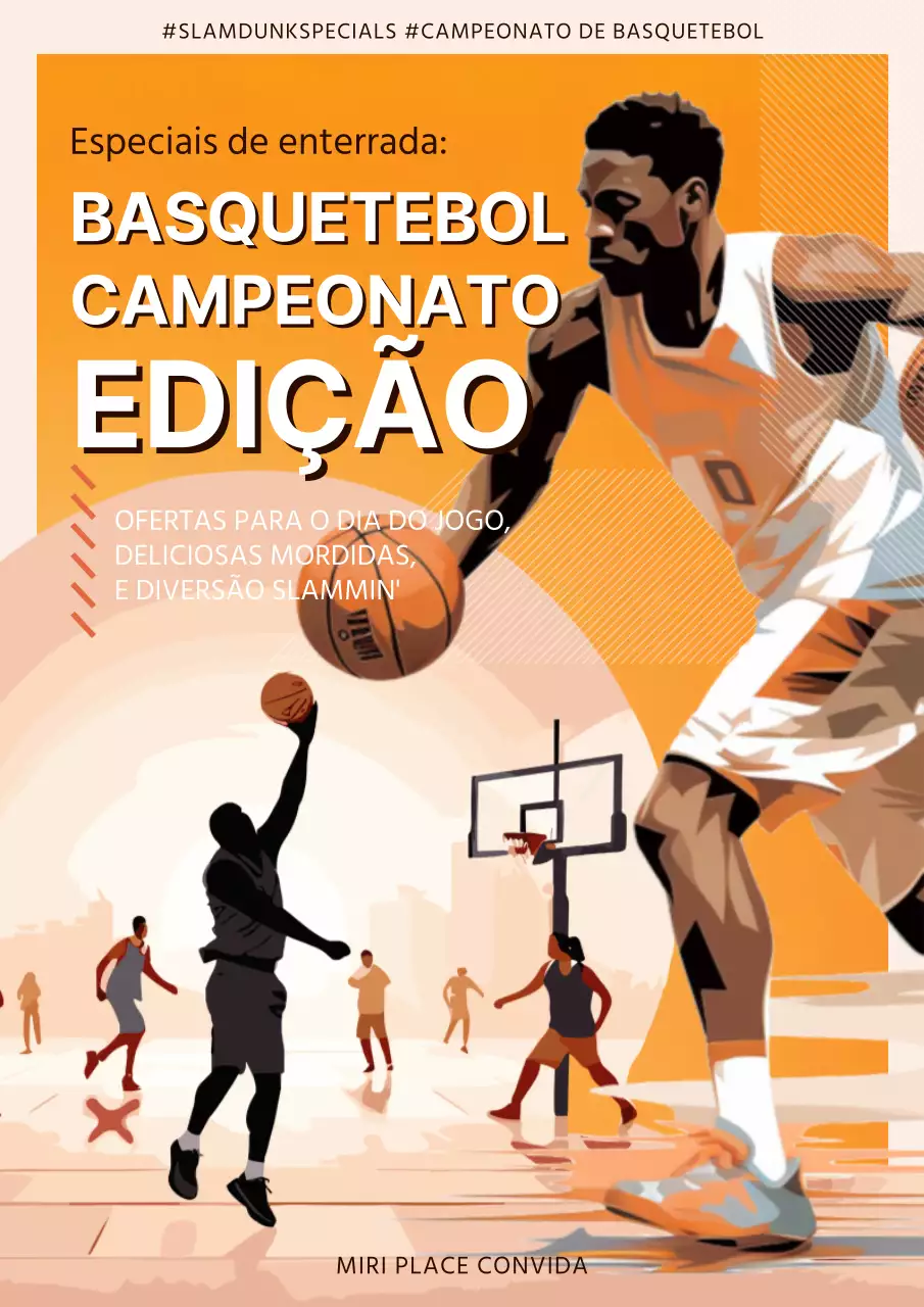 Promoção de basquetebol vintage laranja e bege march madness