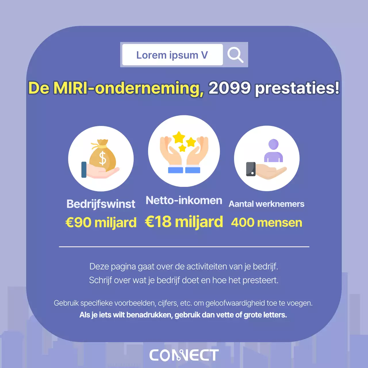 Een minimalistische zakelijke sollicitatiebrief in paars en geel