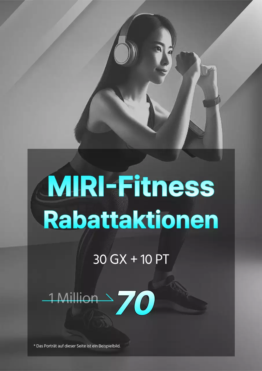 Eine trendige Fitness-Rabattanzeige in Schwarz-Weiß und Hellblau