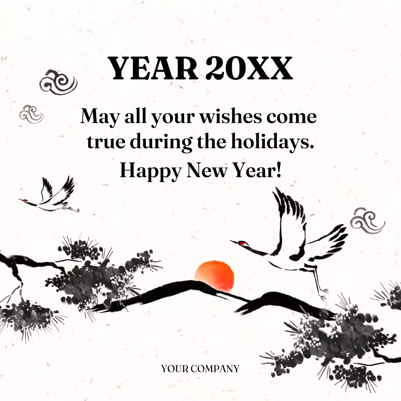 Red Traditional New Year Greetings Card Social Media Post