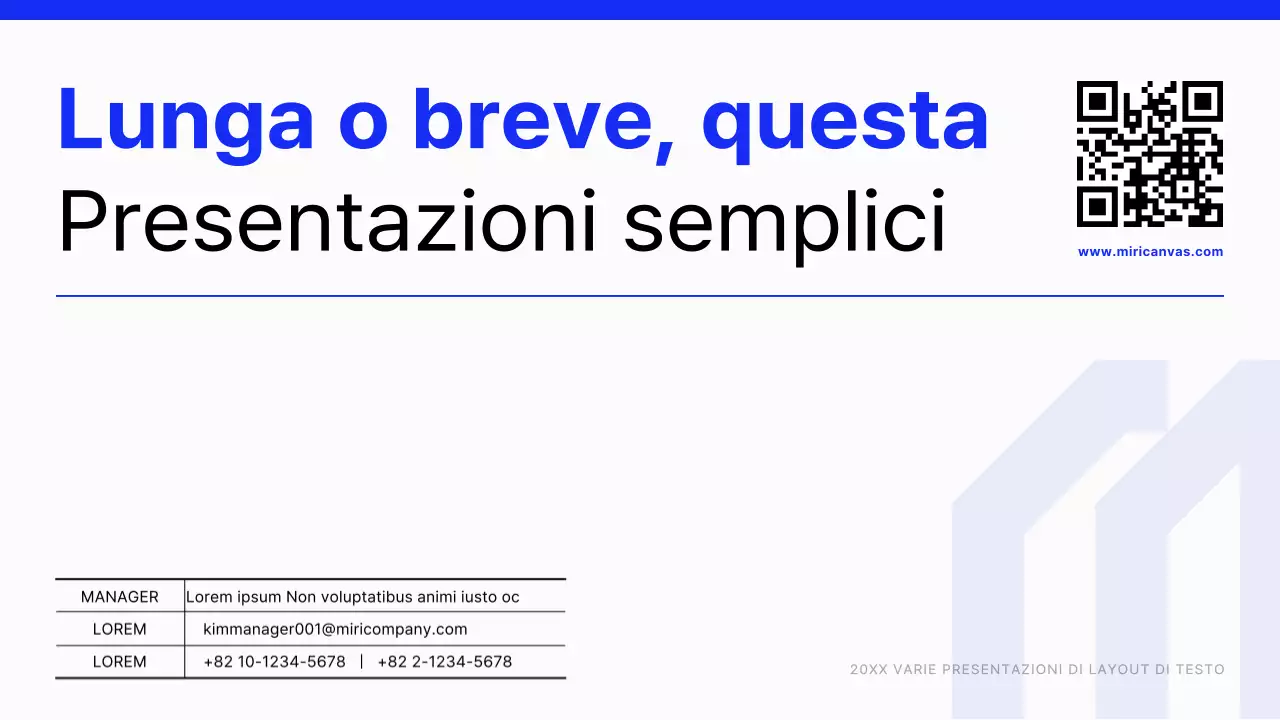 Relazione con layout di testo moderno in blu e bianco