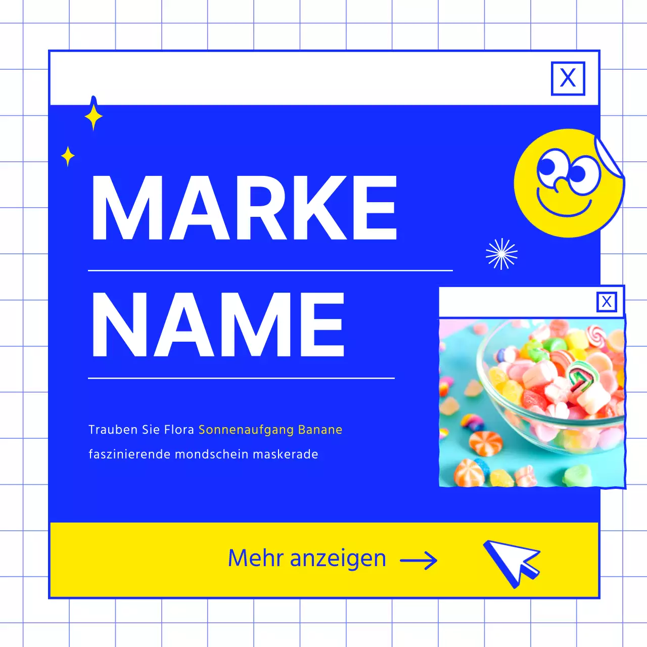 Förderung der Marke eines blauen Desserts.