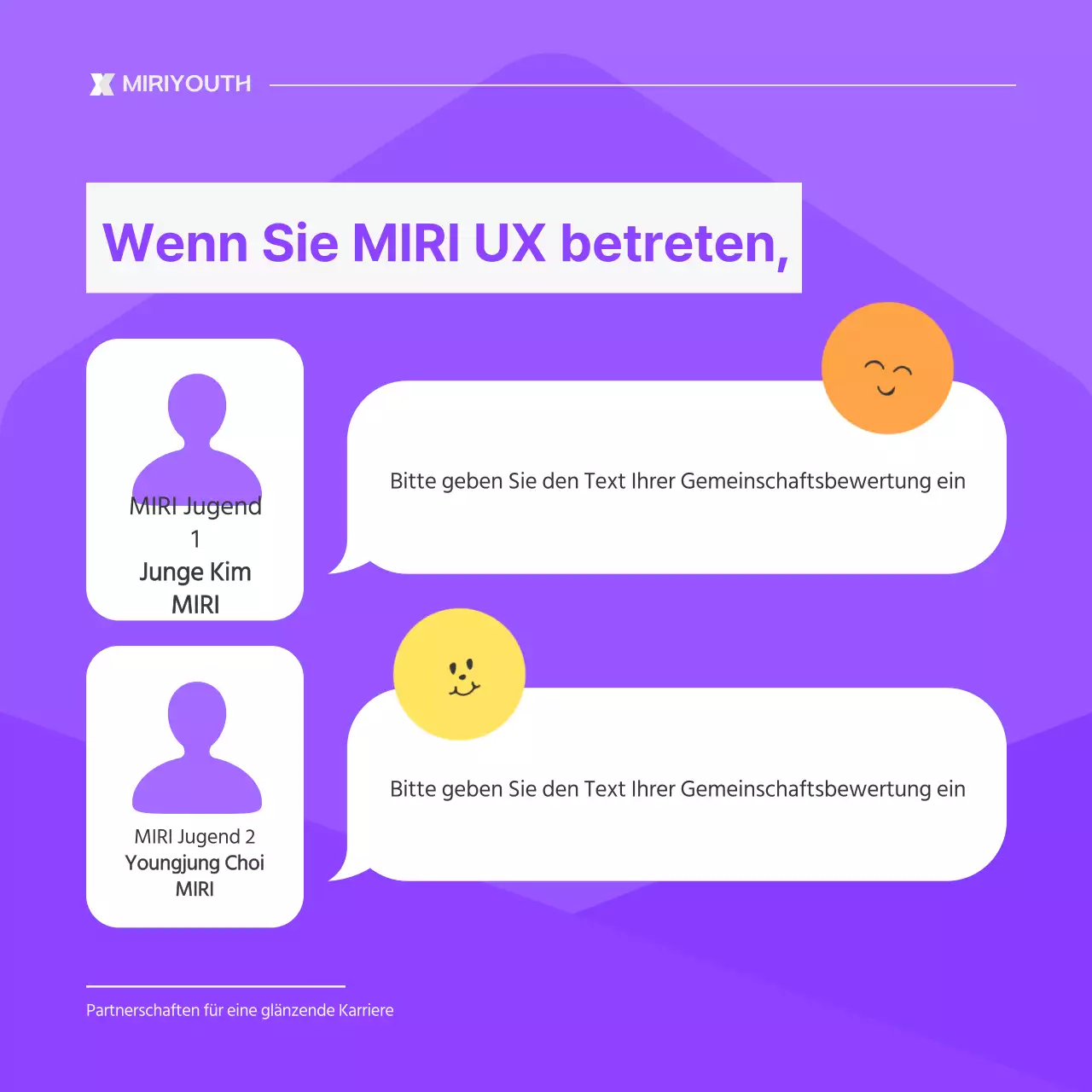 Ein einfaches lila-weißes Werbefeld für die Gemeinschaft