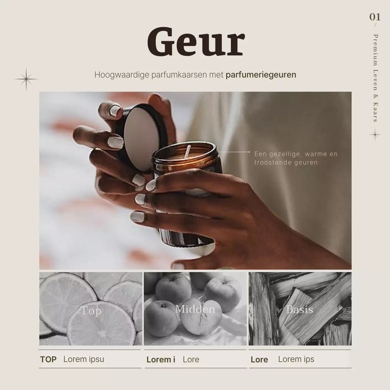 Een eenvoudige kaars in beige promoten