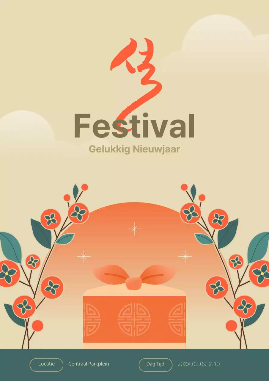 Traditioneel groen en beige Chinees Nieuwjaarsfeest promoten