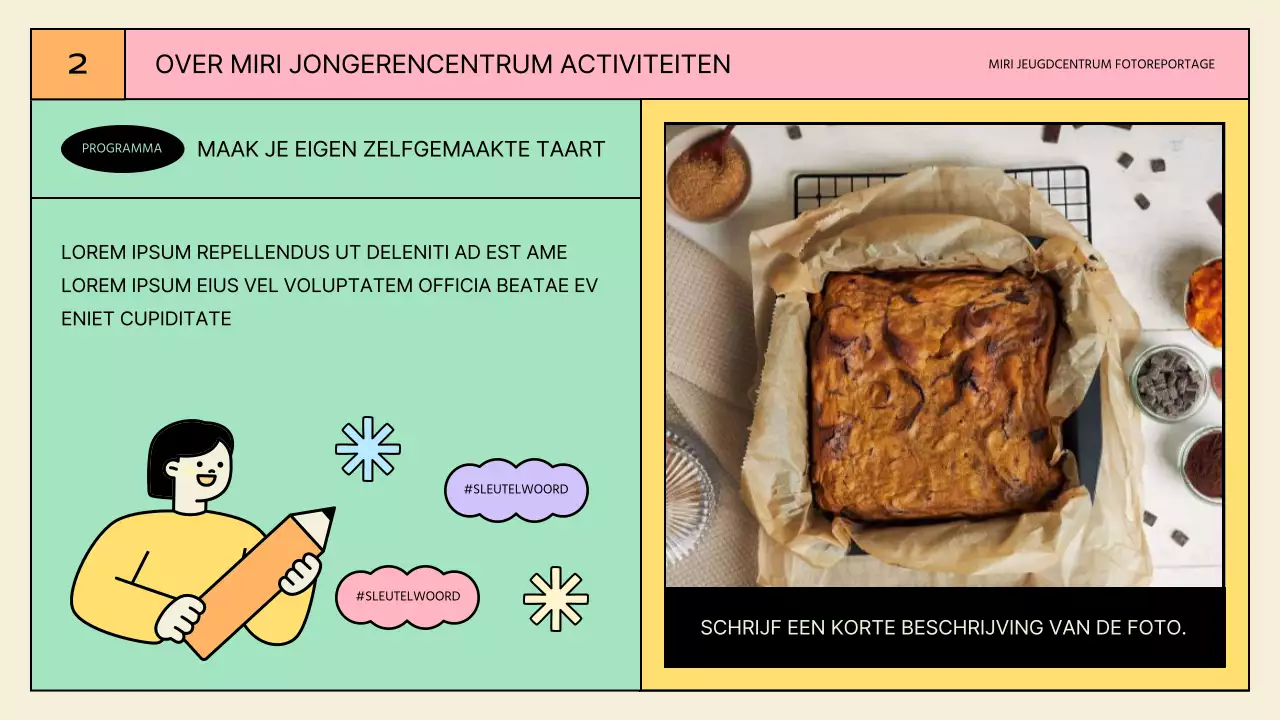 Gele en mintkleurige activiteitenpresentaties voor het jeugdcentrum