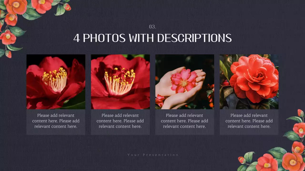 빨간색 우아한 꽃 프레젠테이션