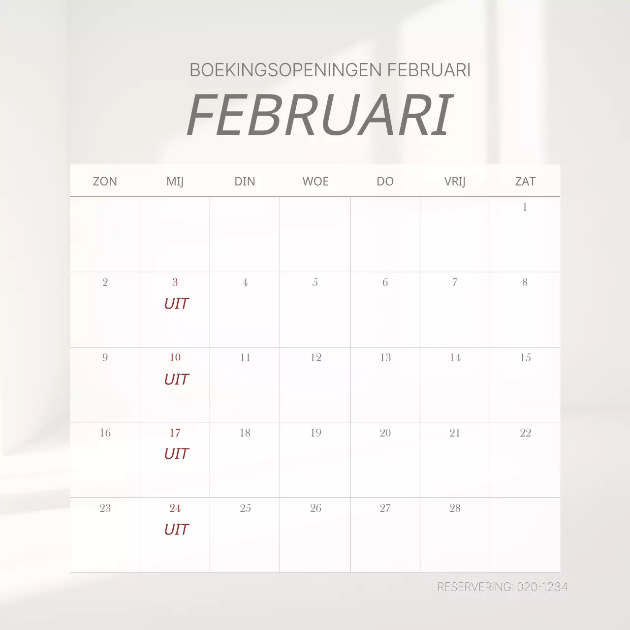 Een eenvoudige beige boekingskalender promotieadvertentie