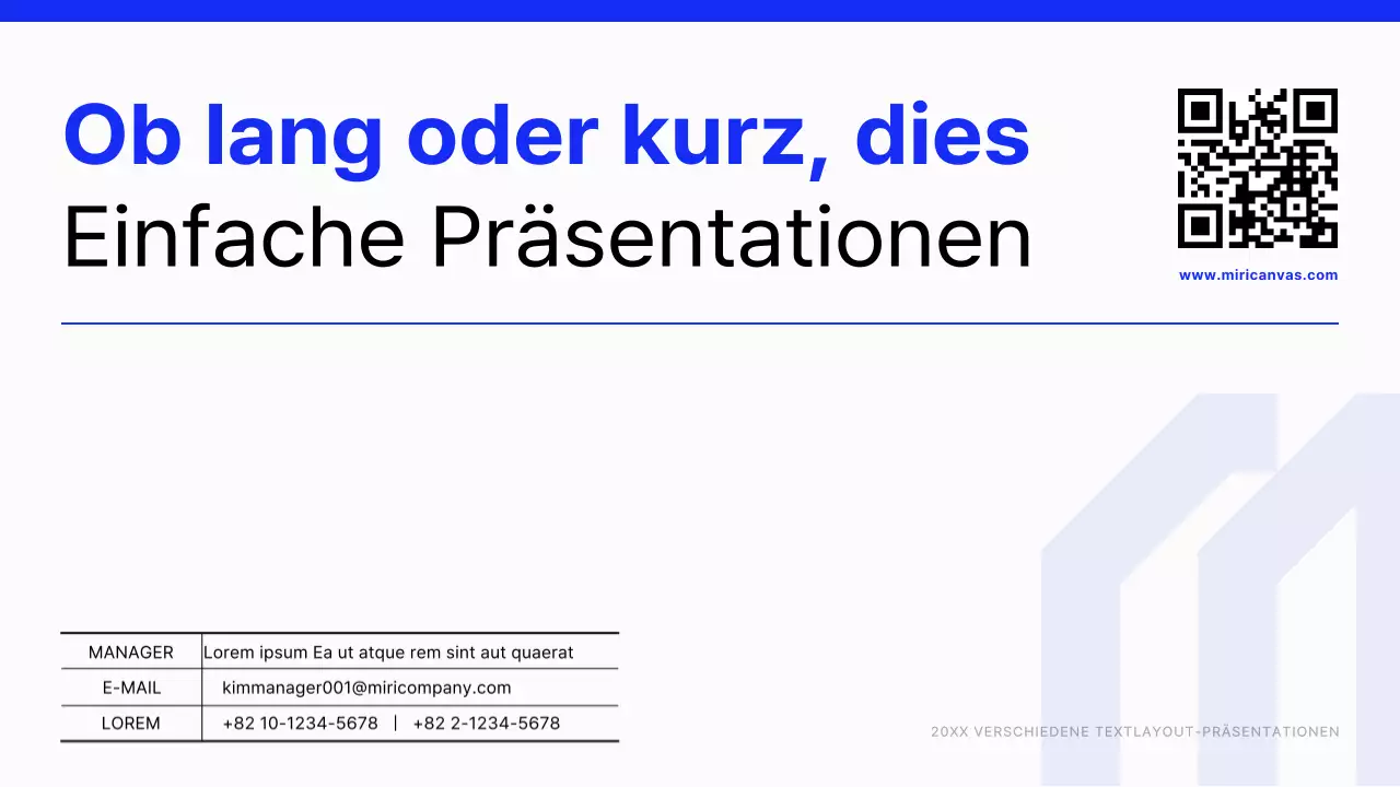 Moderner Text-Layout-Bericht in Blau und Weiß
