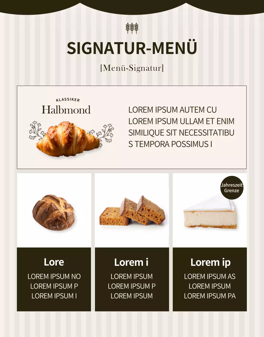 Werben Sie für eine moderne Bäckereiveranstaltung in Schwarz und Beige