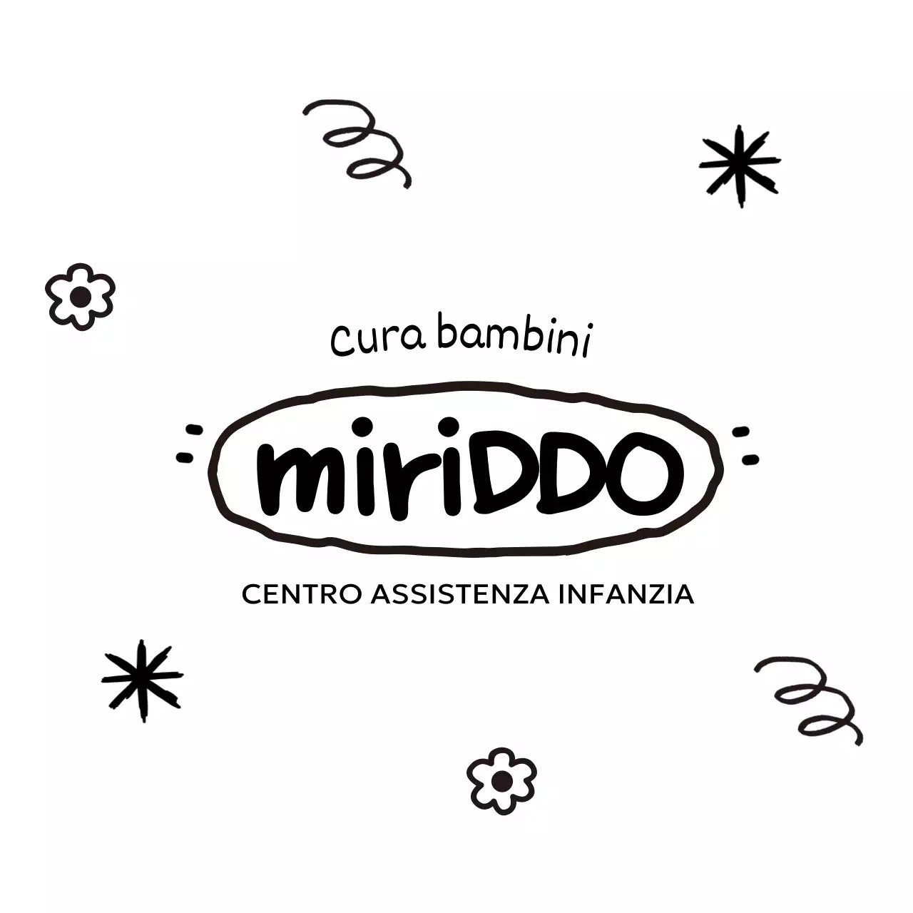 Simpatico concetto di centro di assistenza all'infanzia con grafica disegnata a mano