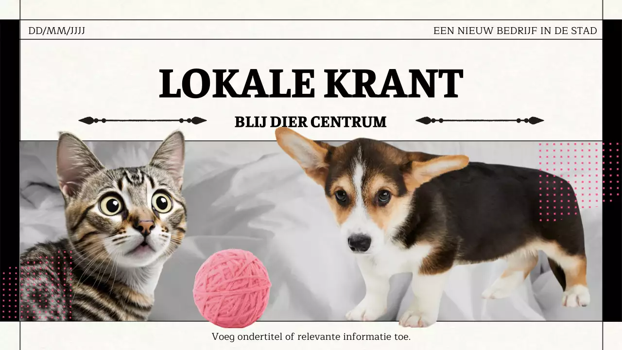 Eenvoudig zakelijk materiaal in krantenthema in zwart en roze