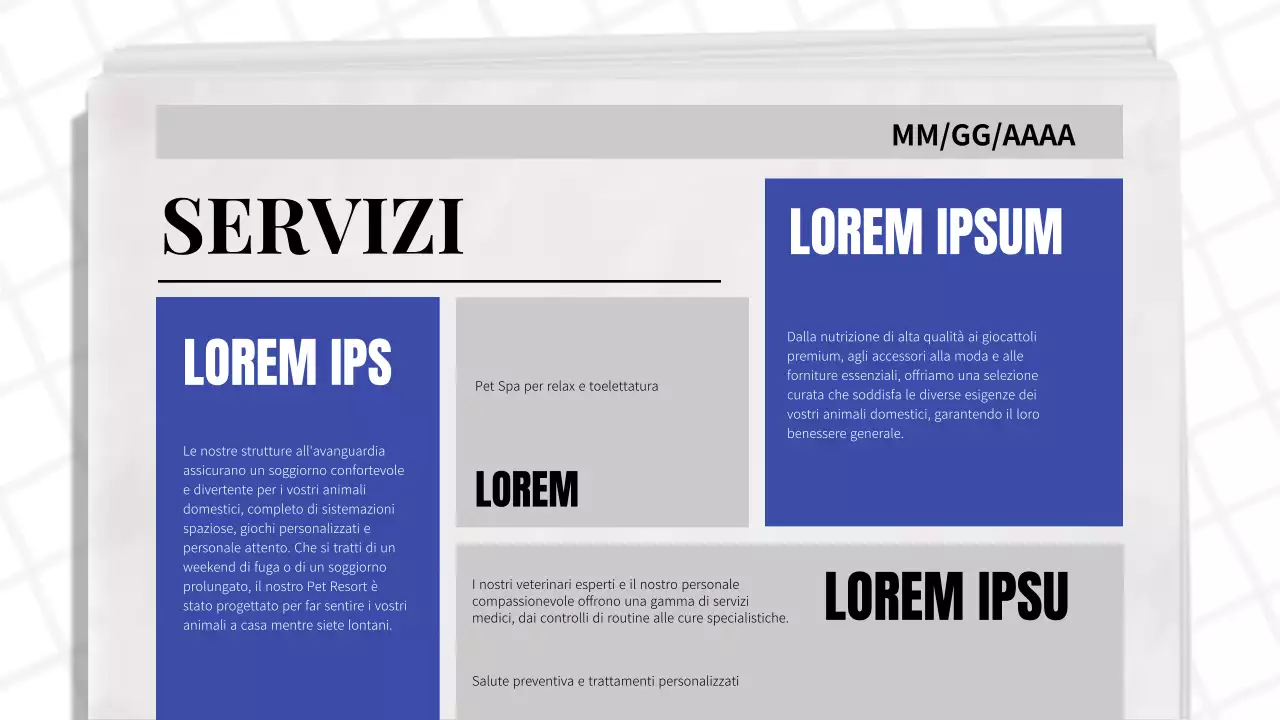 Rapporto d'affari a tema giornale classico blu e nero