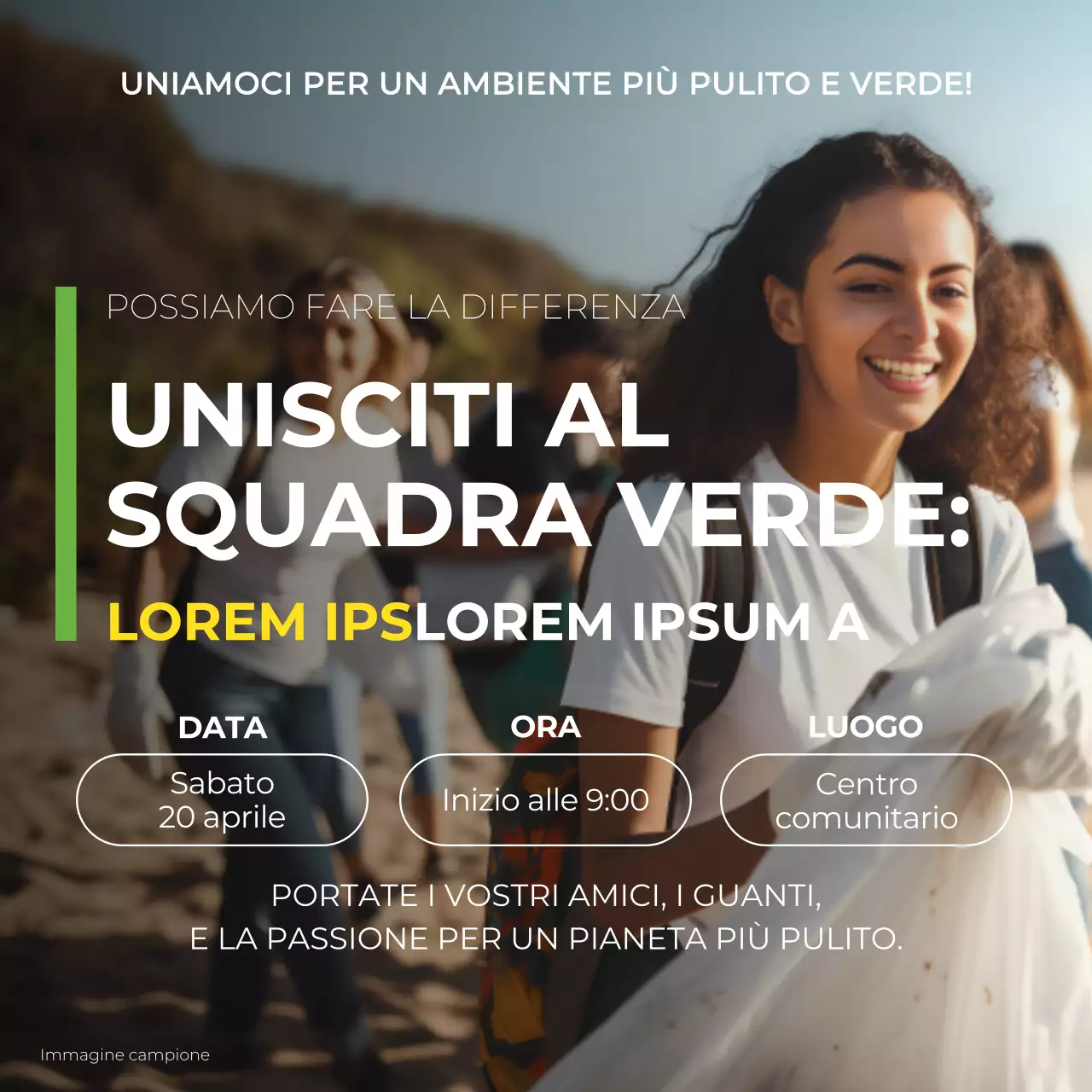 Verde e Giallo Semplice Annuncio della campagna per la Giornata della Terra