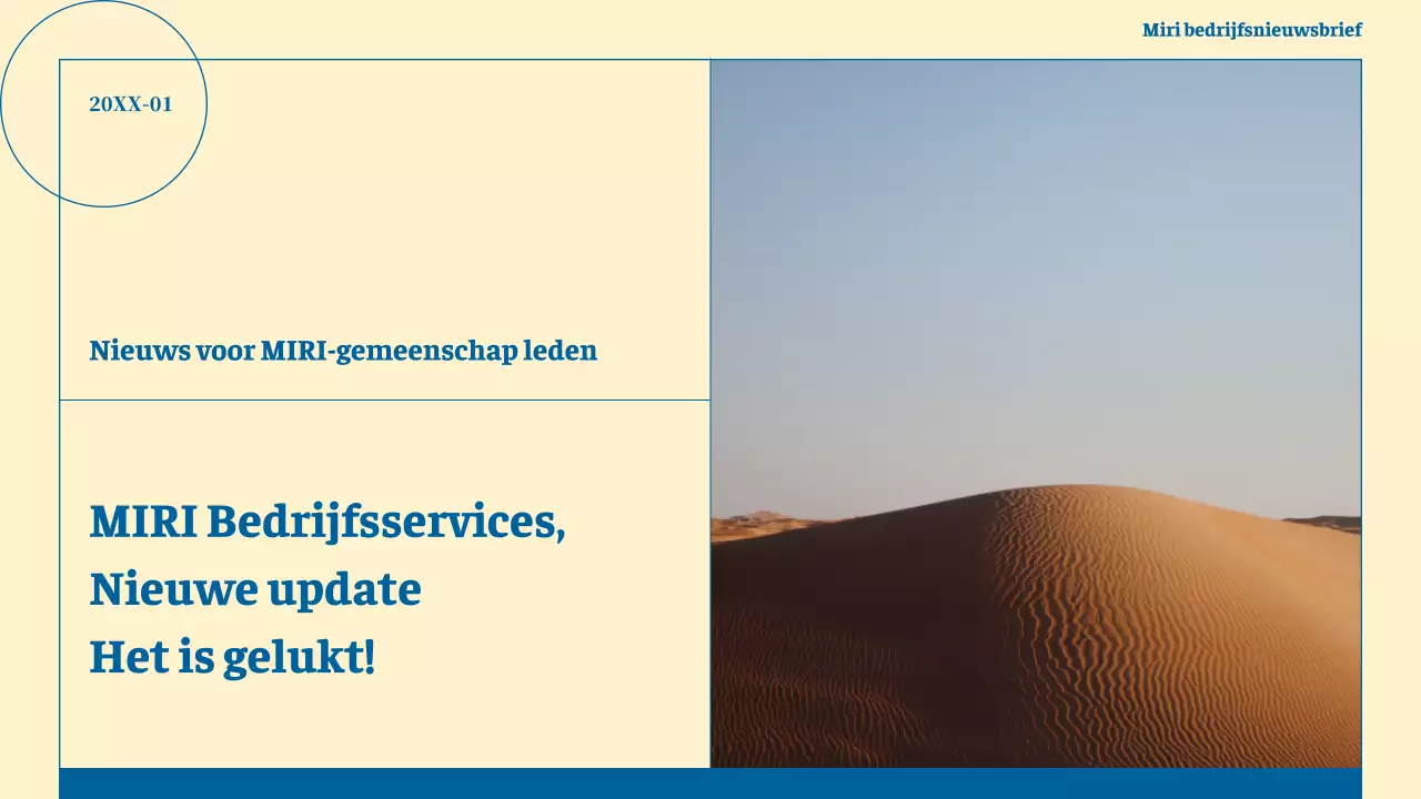 Minimalistische nieuwsbrief voor zakelijke diensten in beige en blauw