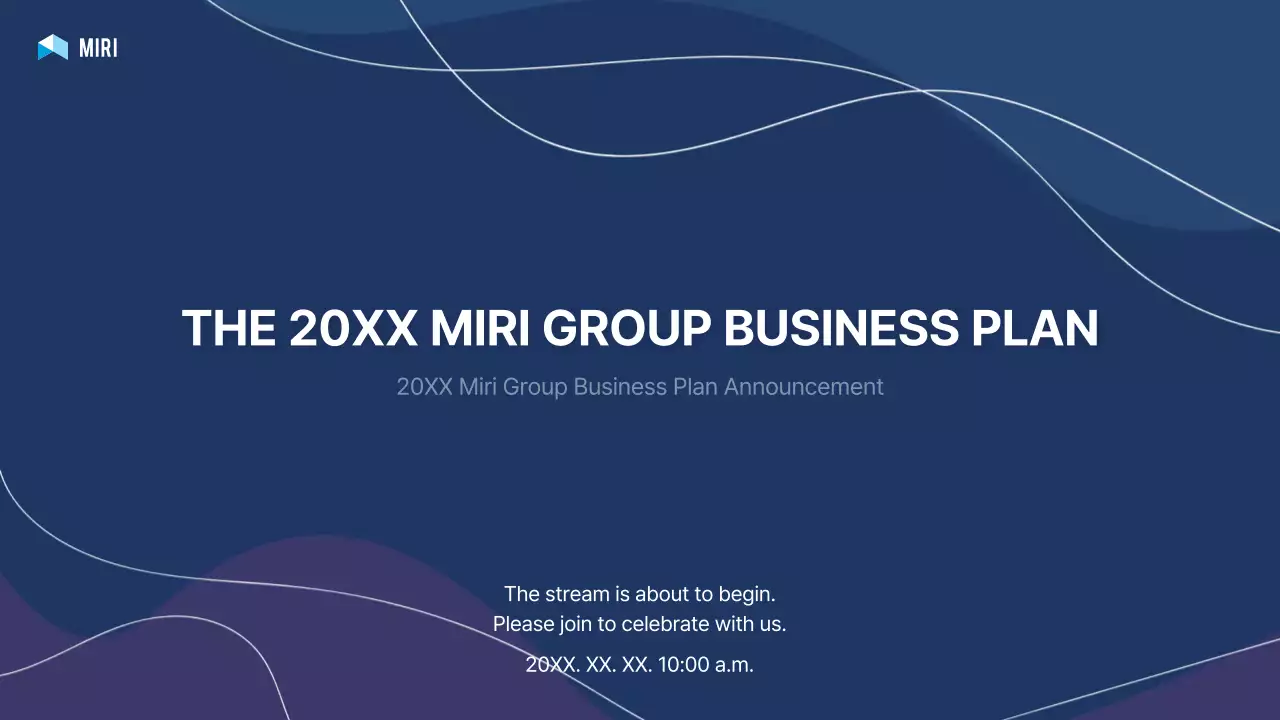 남색의 모던한 회사 사업계획 발표 화면 교육자료