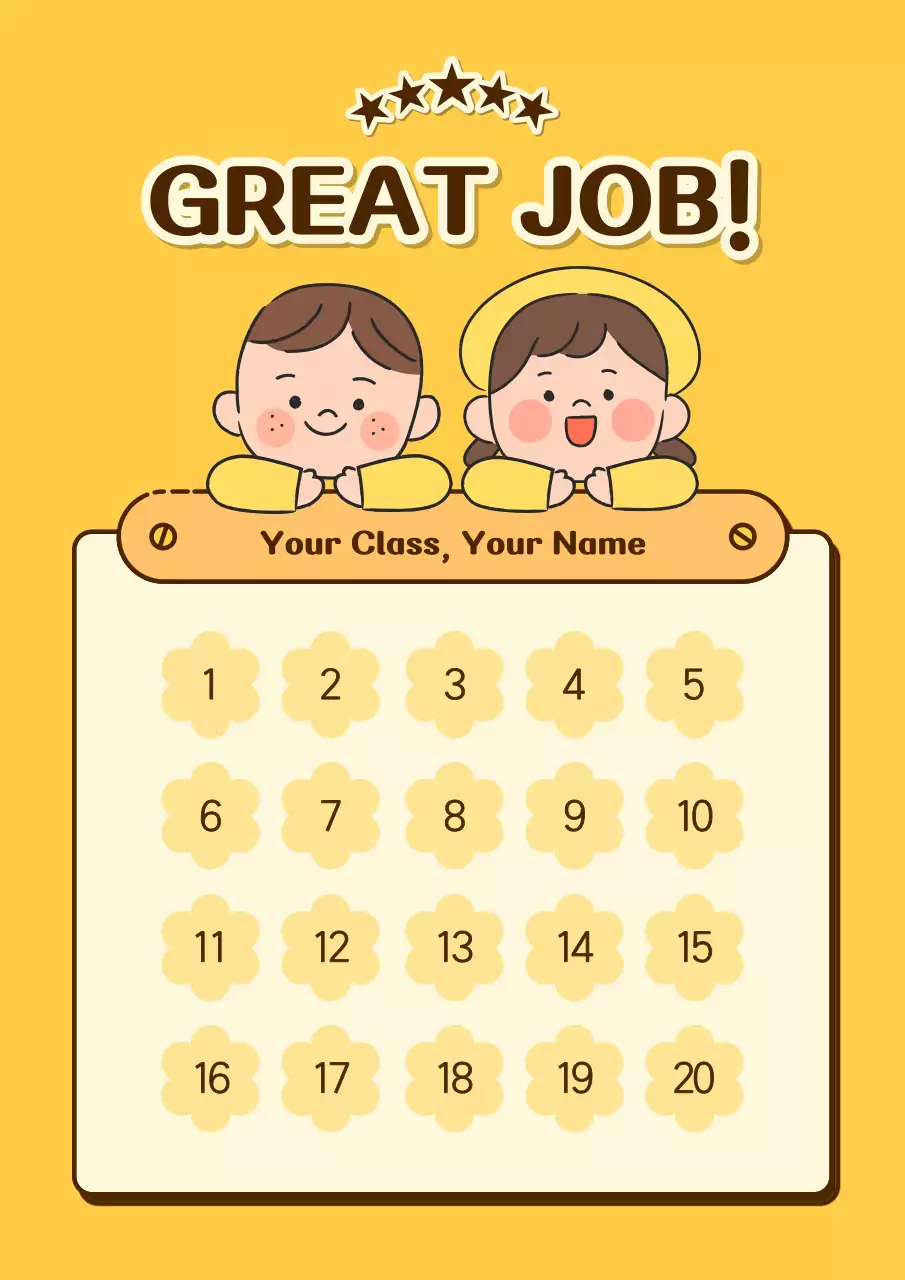 Yellow Cute Achievement Calendar Poster
