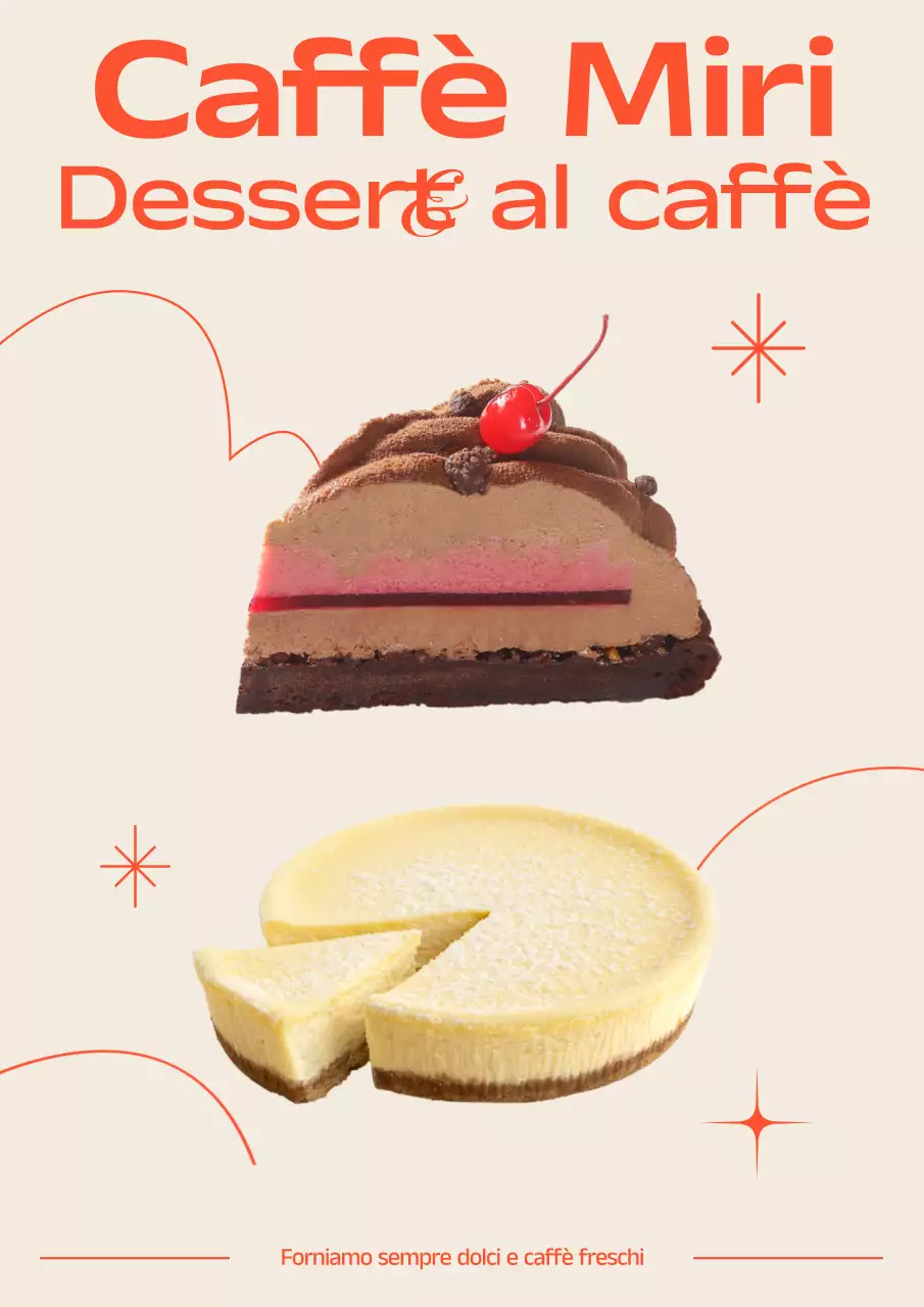 Promuovere le bevande da dessert del caffè con accenti arancioni