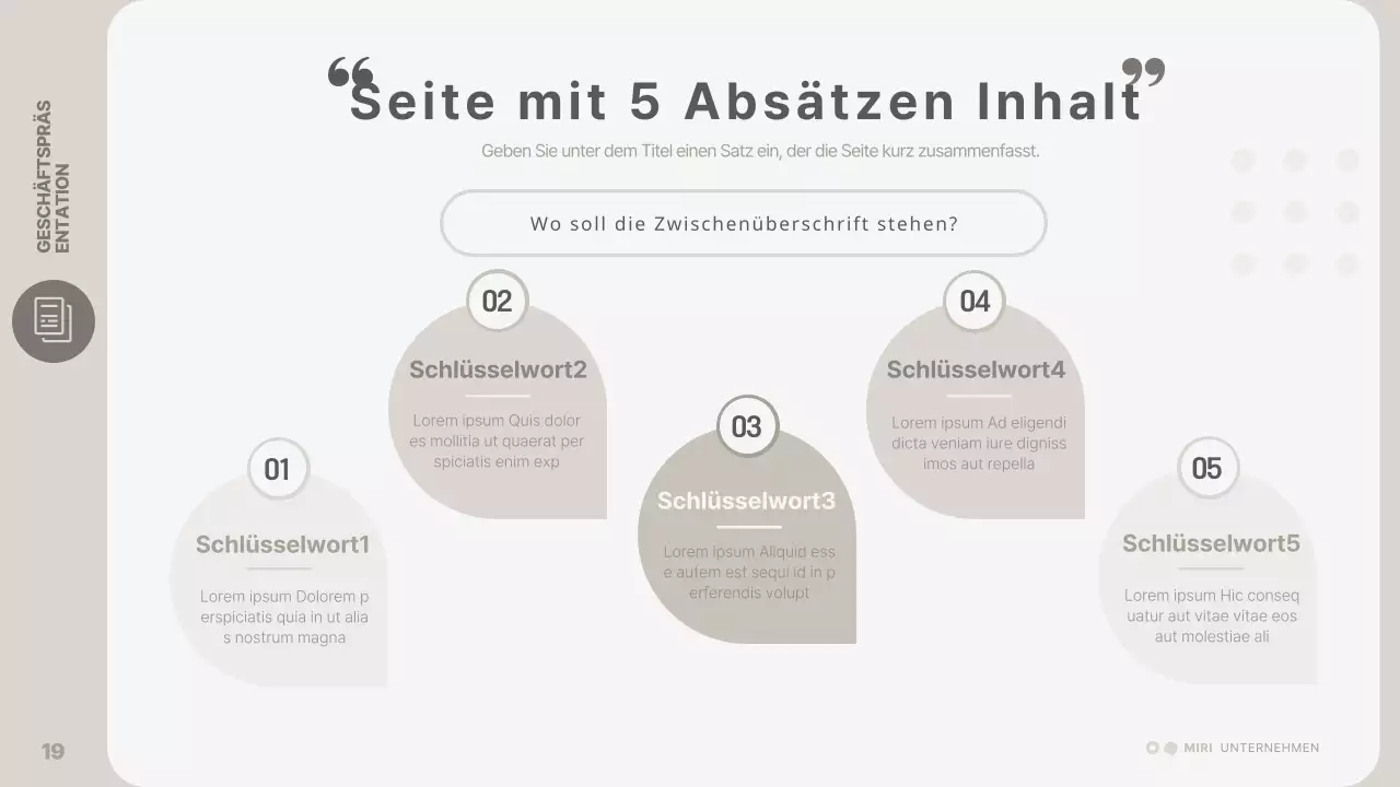 Eine einfache, beigefarbene Geschäftspräsentation