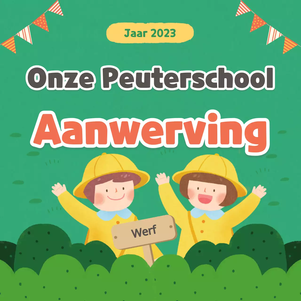 Groene en gele kleuterschool advertenties