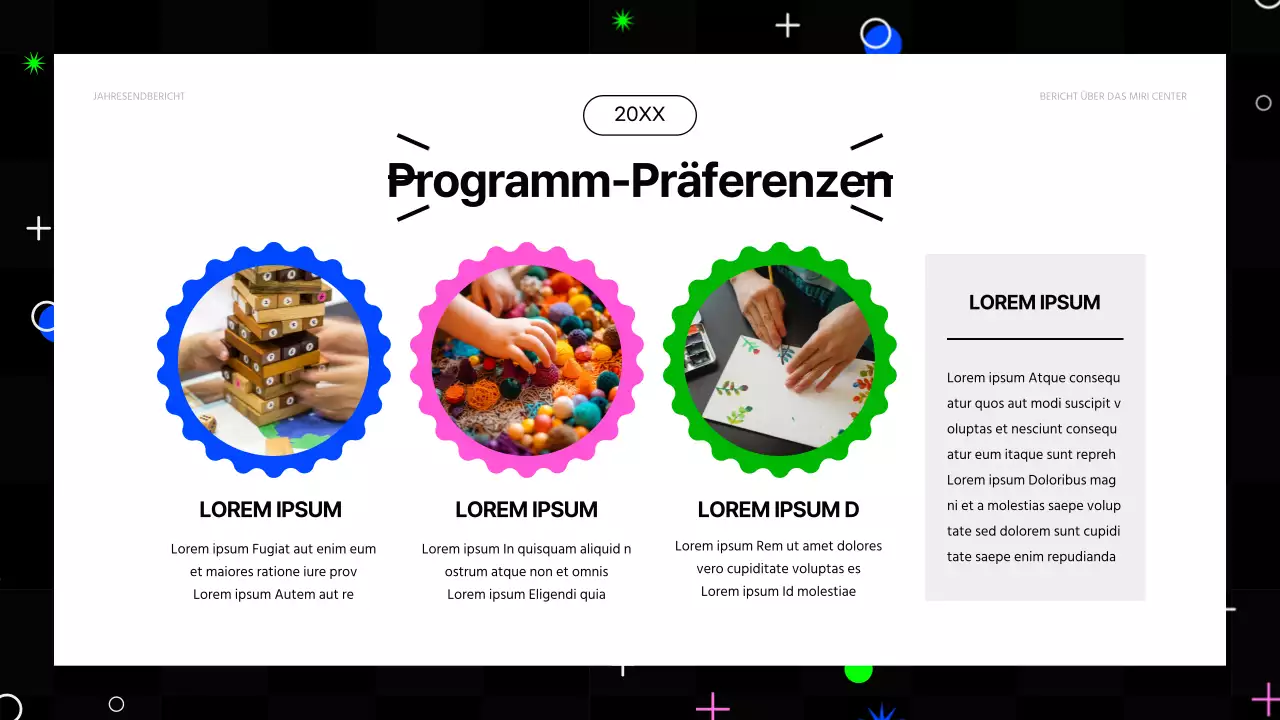 Kitschige Finanzberichte zum Jahresende in Pink und fluoreszierenden Farben