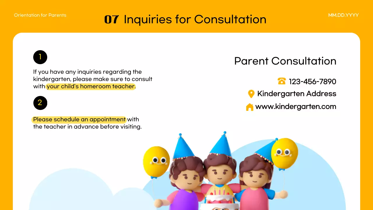 옐로우 심플 유치원 공지사항 프레젠테이션