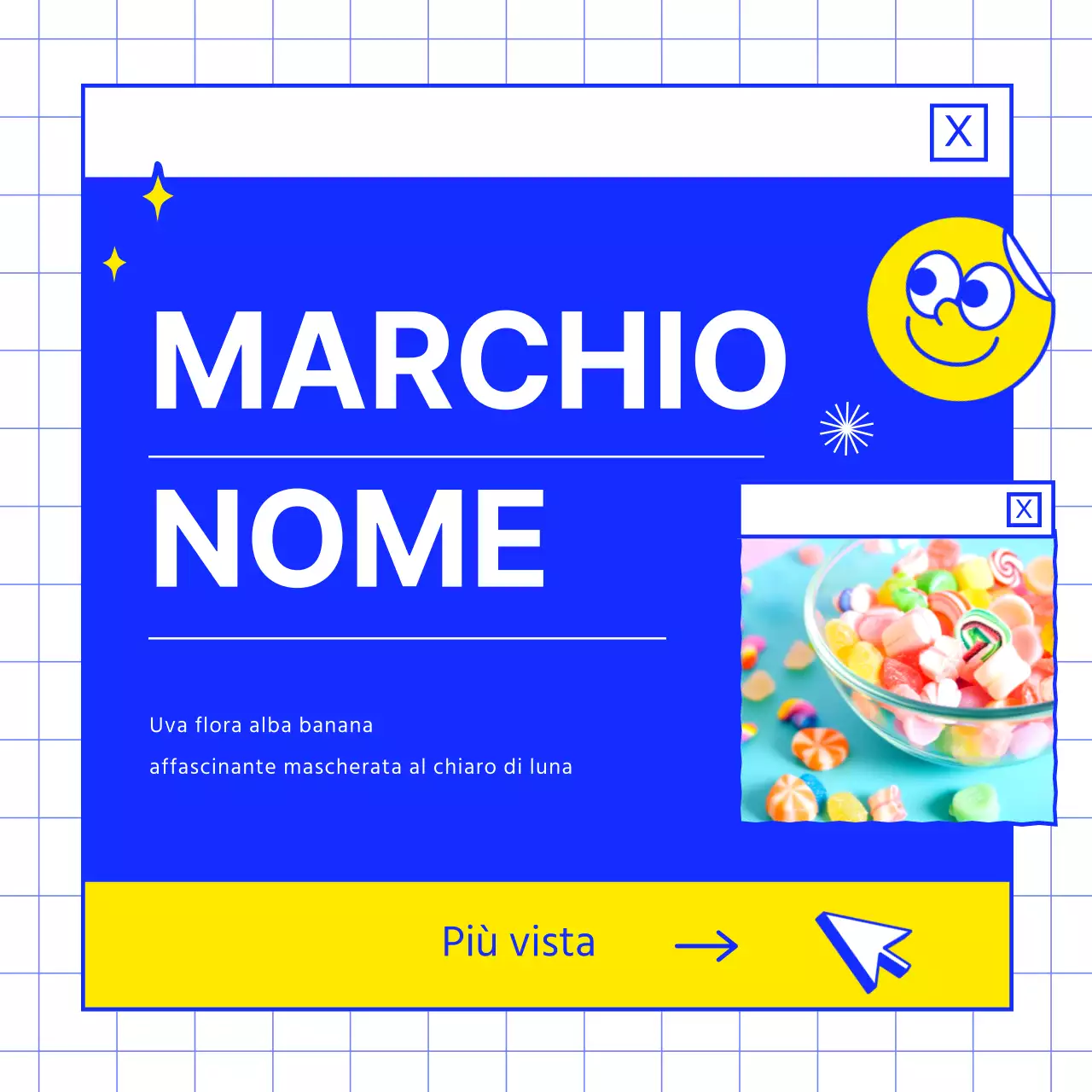 Promuovere il marchio di un dessert blu.