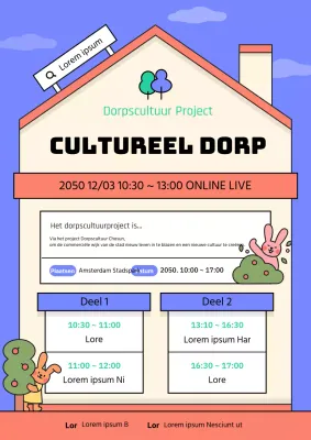 Aankondiging van de presentatie van het Rode en Paarse Dorpscultuurcreatieproject