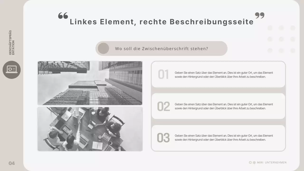 Eine einfache, beigefarbene Geschäftspräsentation