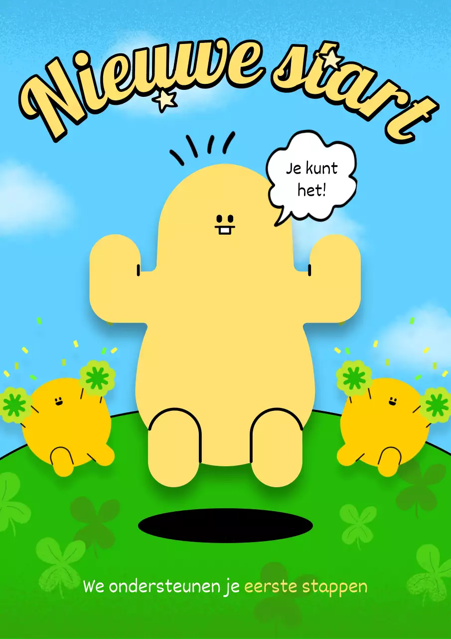 Een schattig geel en groen bord voor een frisse start