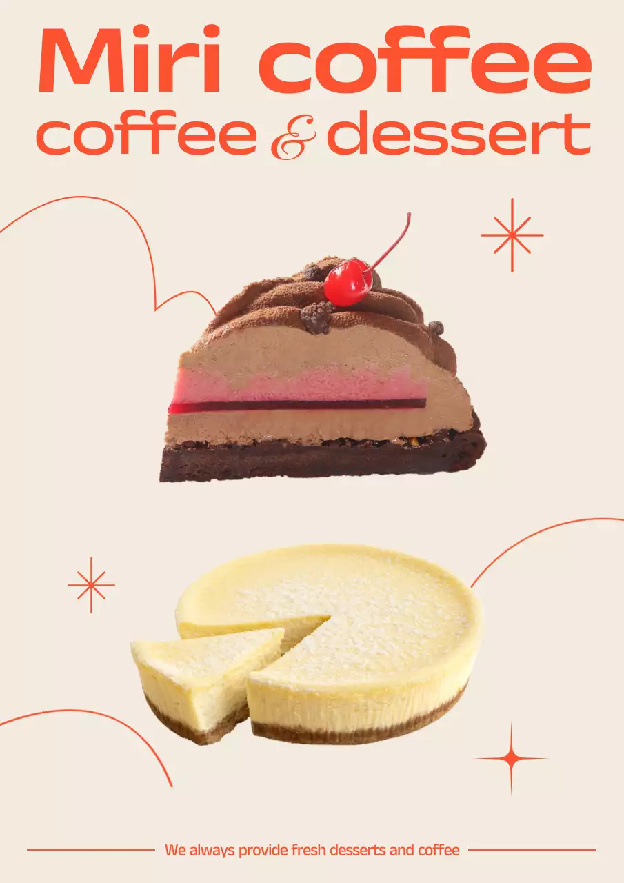 Promote cafe dessert drinks with orange accents