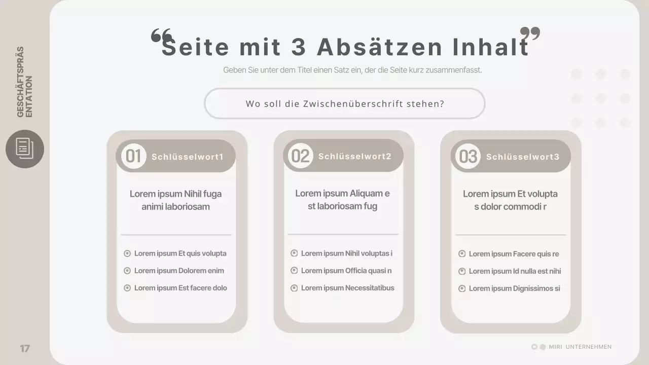 Eine einfache, beigefarbene Geschäftspräsentation