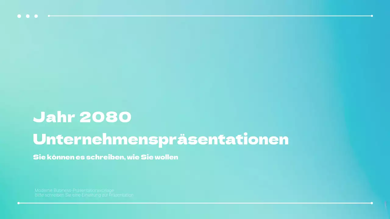 Eine einfache Geschäftspräsentation in Blau und Minze