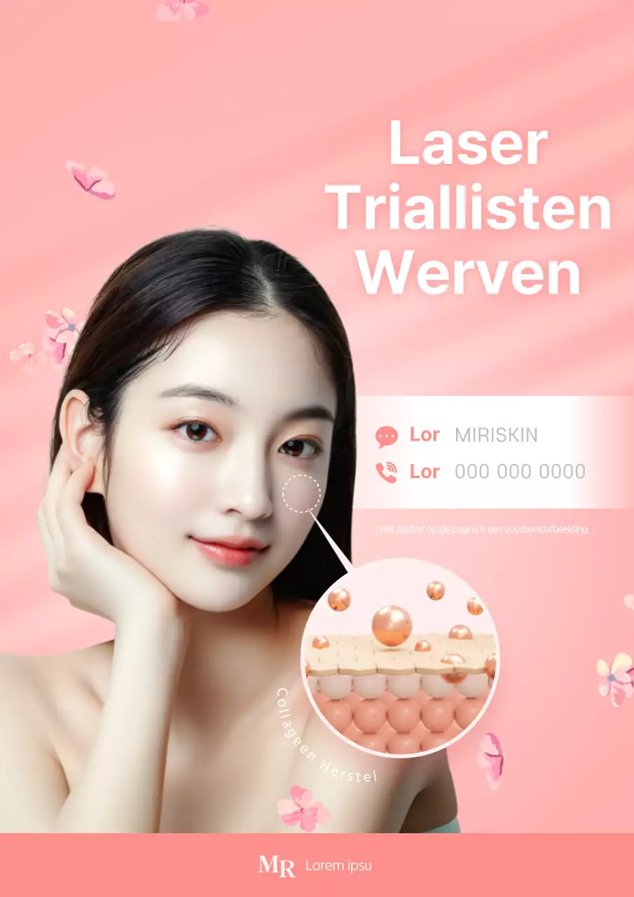 Een moderne, roze en witte laserrekruteringsadvertentie