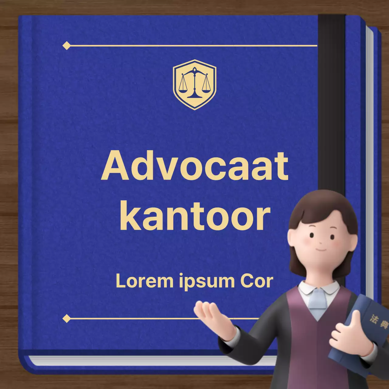 Een eenvoudig advocatenkantoor in marineblauw en goud