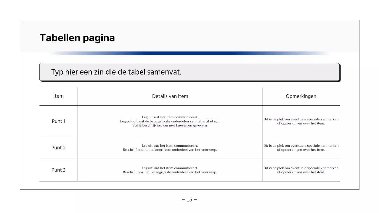 Basis printbaar rapport in marineblauw en grijs