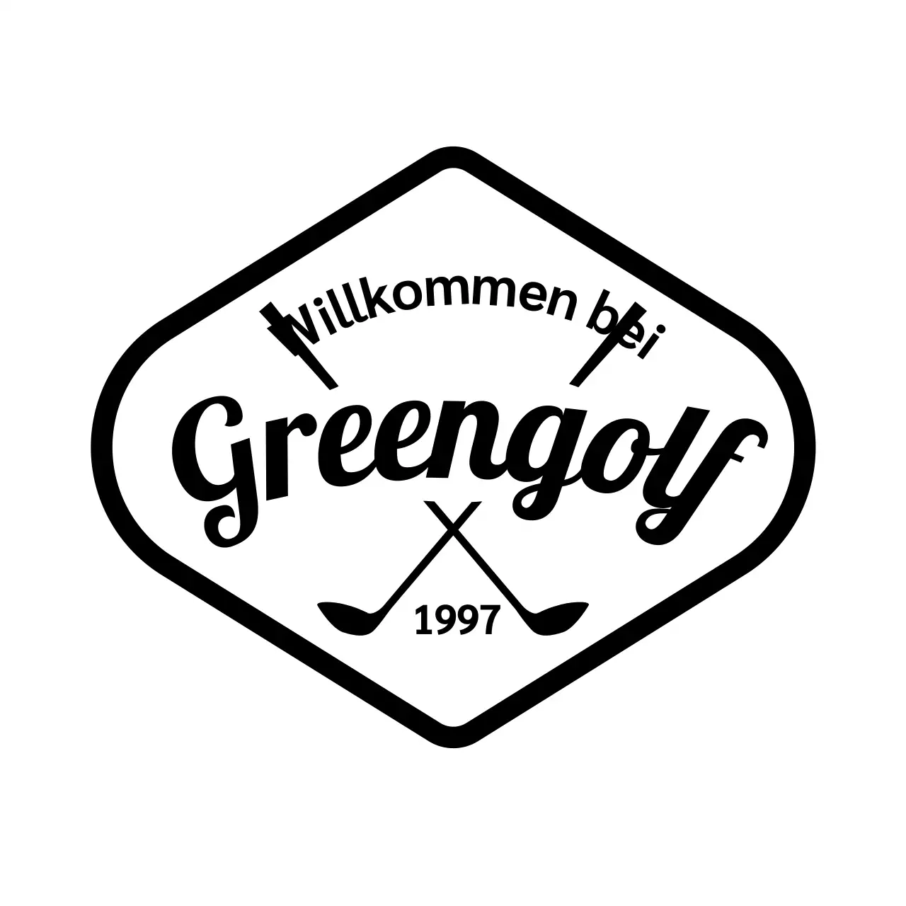 Einfaches Konzept Golfclub mit Golf-Logo und Handschrift