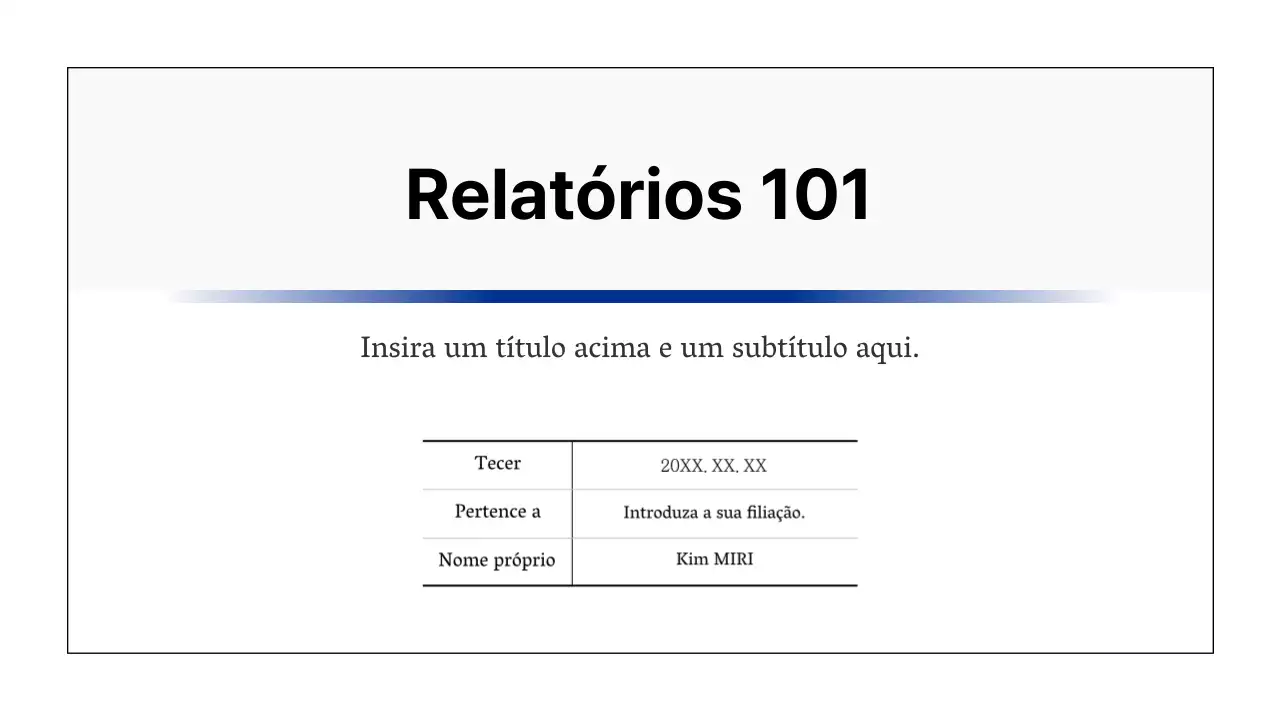 Relatório básico para impressão em azul-marinho e cinzento