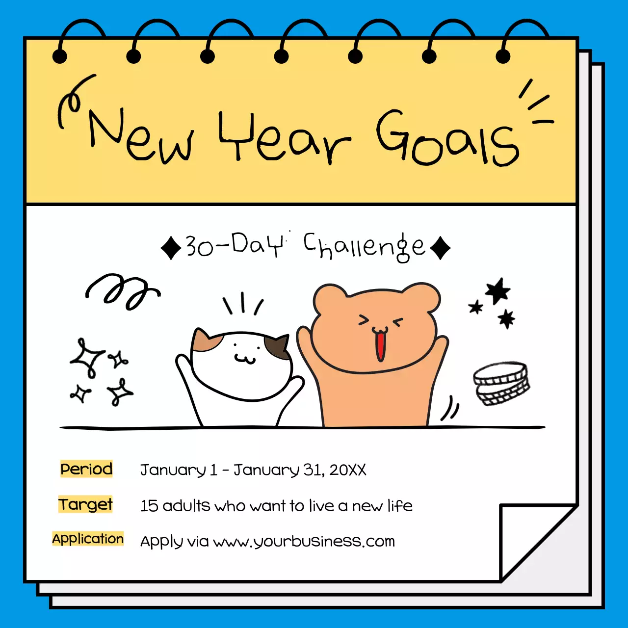 Blue Simple Goals Calendar Instagram Post