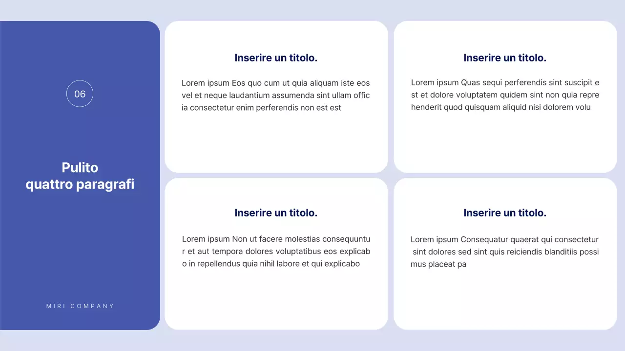 Testo semplice in blu per una relazione su cui si può scrivere molto