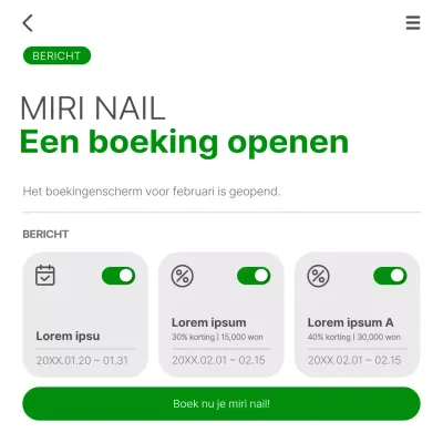 Een eenvoudige groen-witte boekingsgids