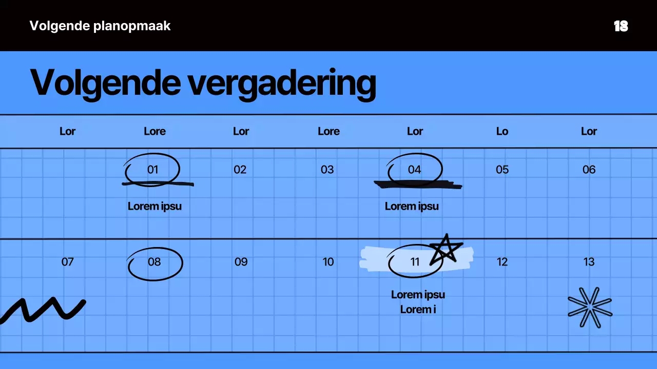Kitscherig vergadermateriaal in blauw