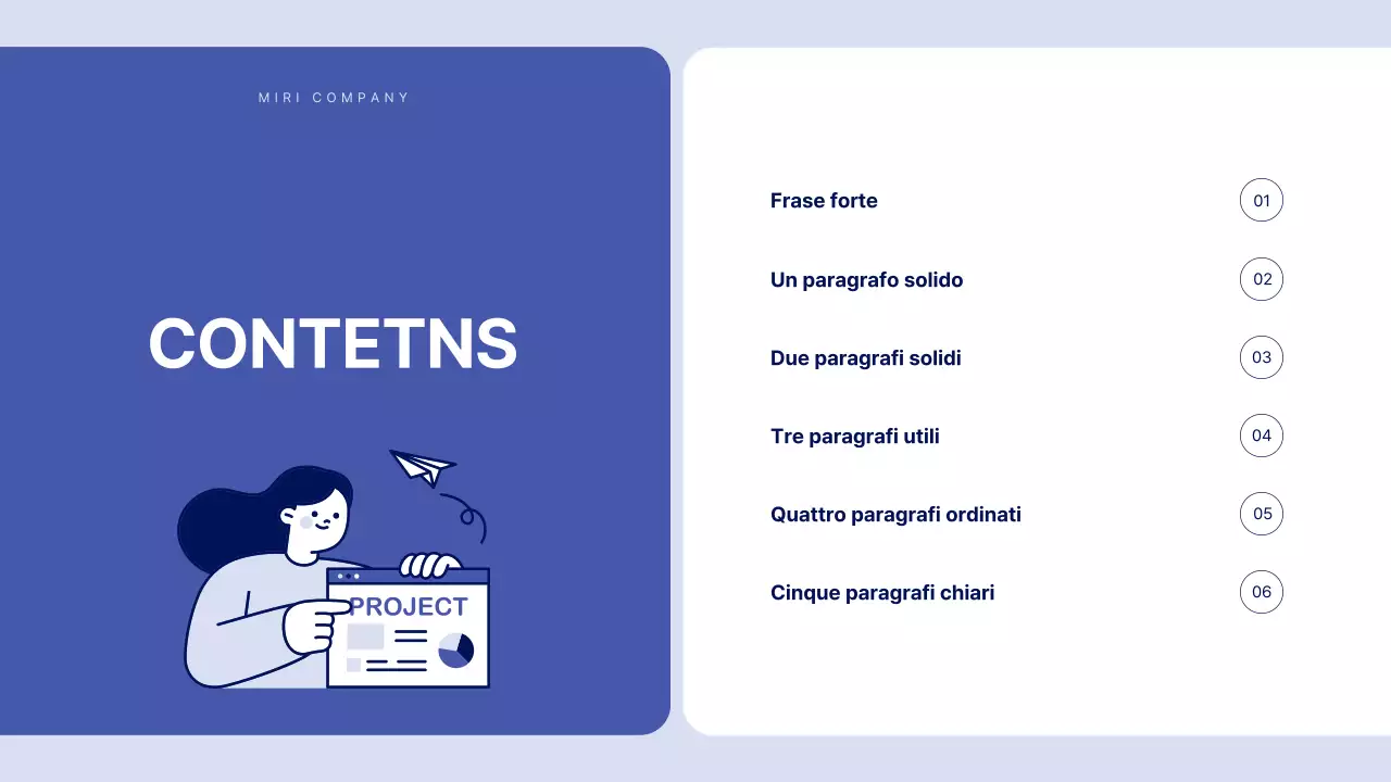 Testo semplice in blu per una relazione su cui si può scrivere molto