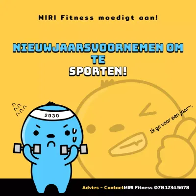 Een eenvoudige, gele promotiepost voor sportscholen