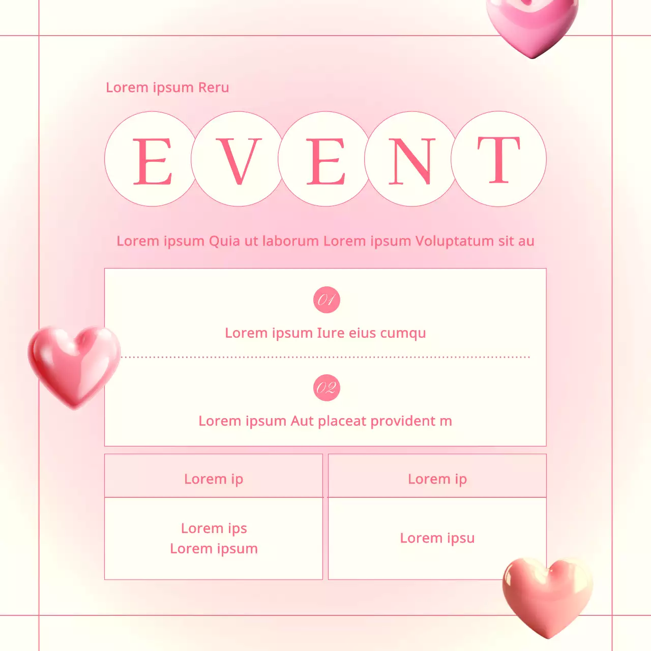 Promocione un evento de moda para San Valentín con un fondo marfil y rosa
