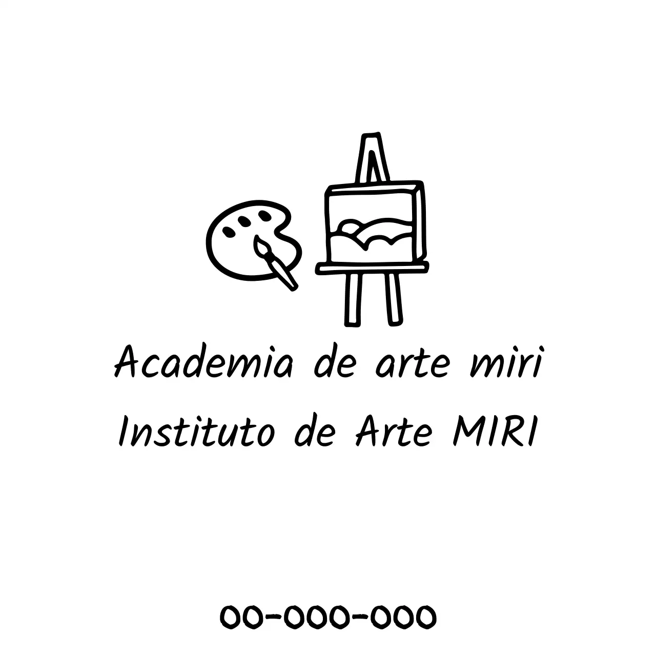 Una escuela de arte con paletas y lienzos que parece un dibujo