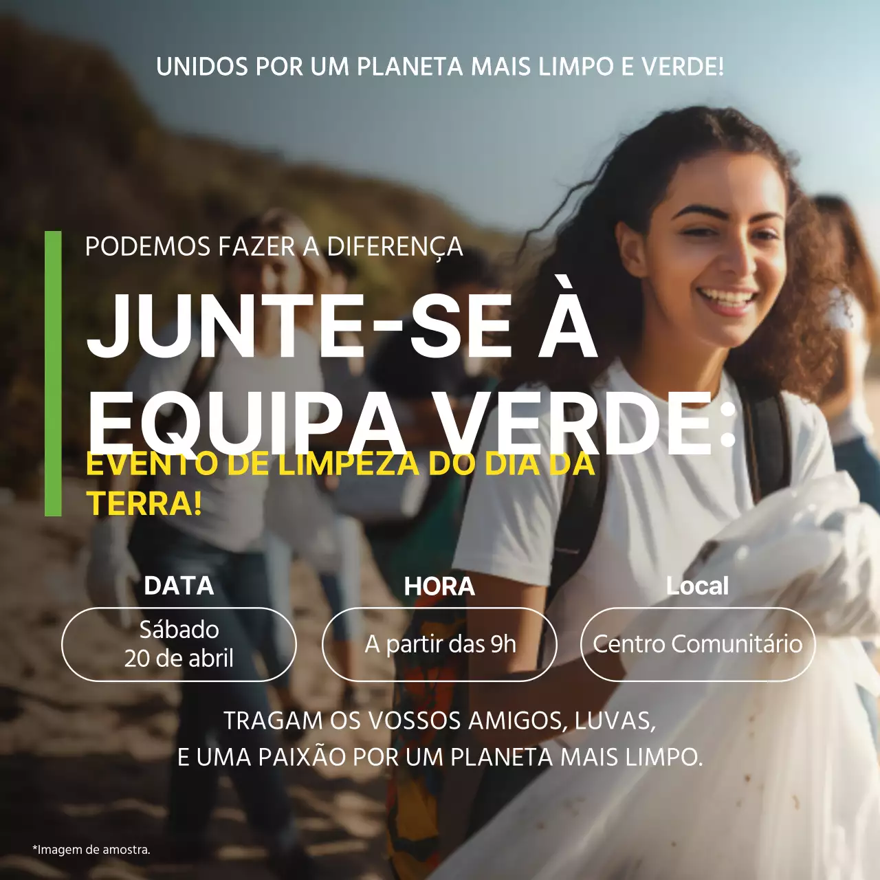 Anúncio da campanha do Dia da Terra Verde e Amarelo Simples