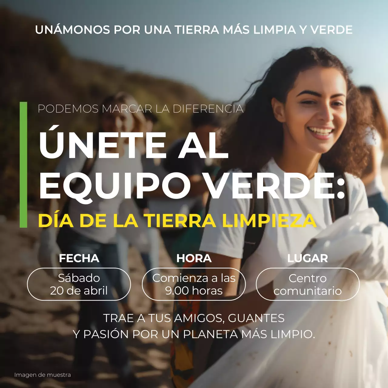 Anuncio de la campaña verde y amarilla del Día de la Tierra