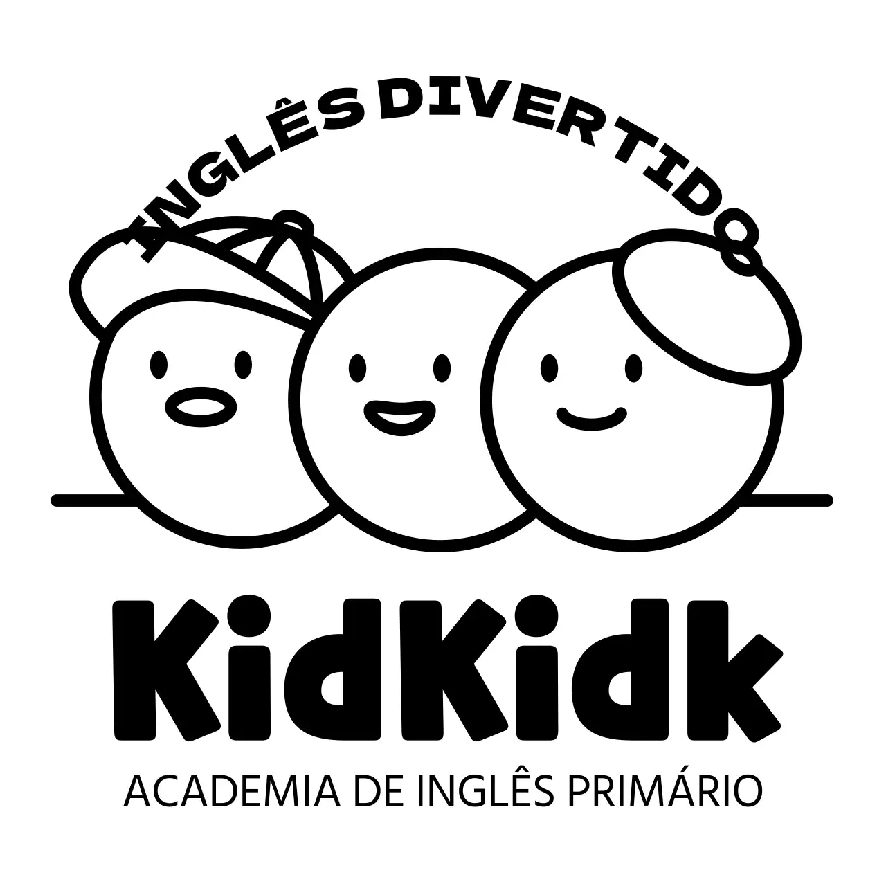 Desenho de escola de inglês com ilustração de um círculo giro